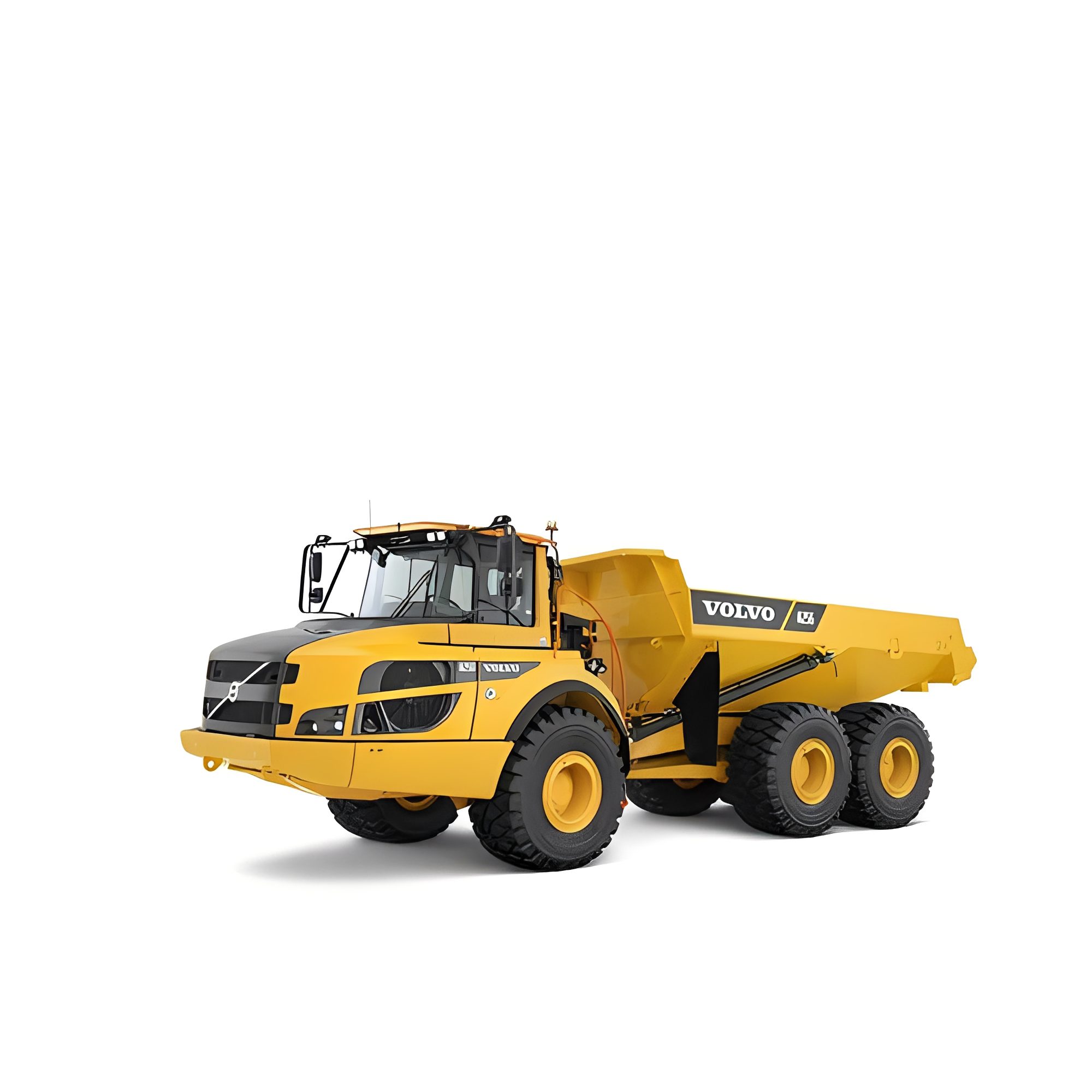 Yellow Volvo construction truck