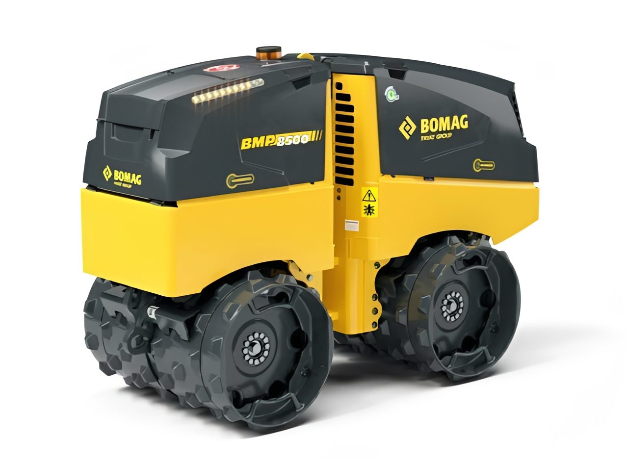 Yellow and black construction roller machine