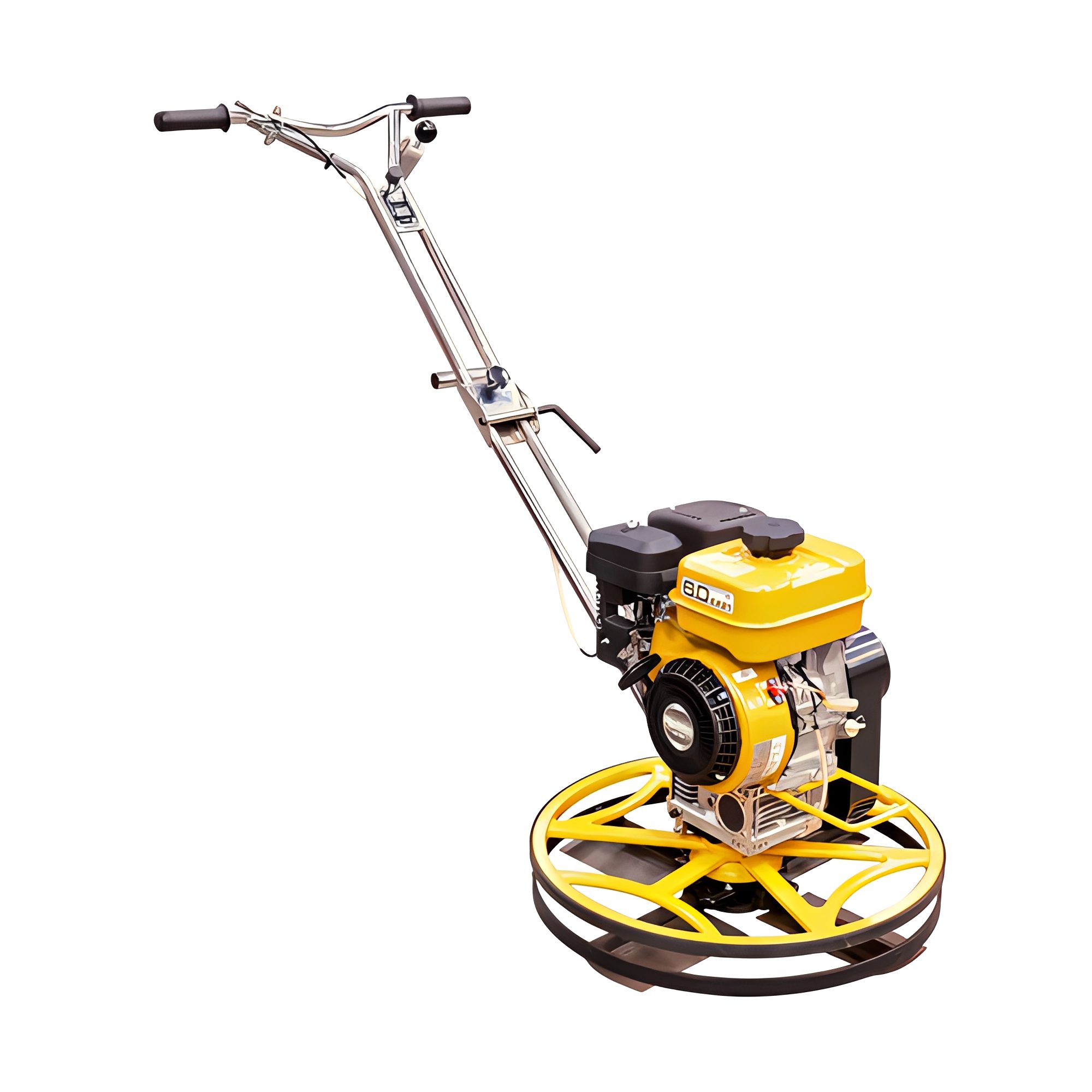 Yellow concrete power trowel machine